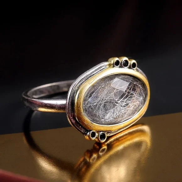 New Two Tone Exquisite CZ Retro Ring - Picture 6 of 6